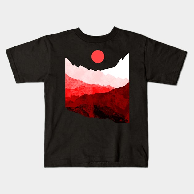 The red sun and hills Kids T-Shirt by Swadeillustrations